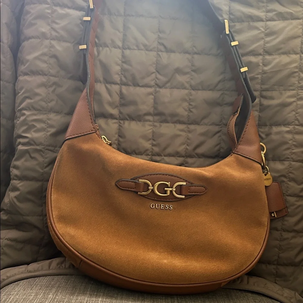 Guess Tan Leather Shoulder Bag - Picture 2 of 7